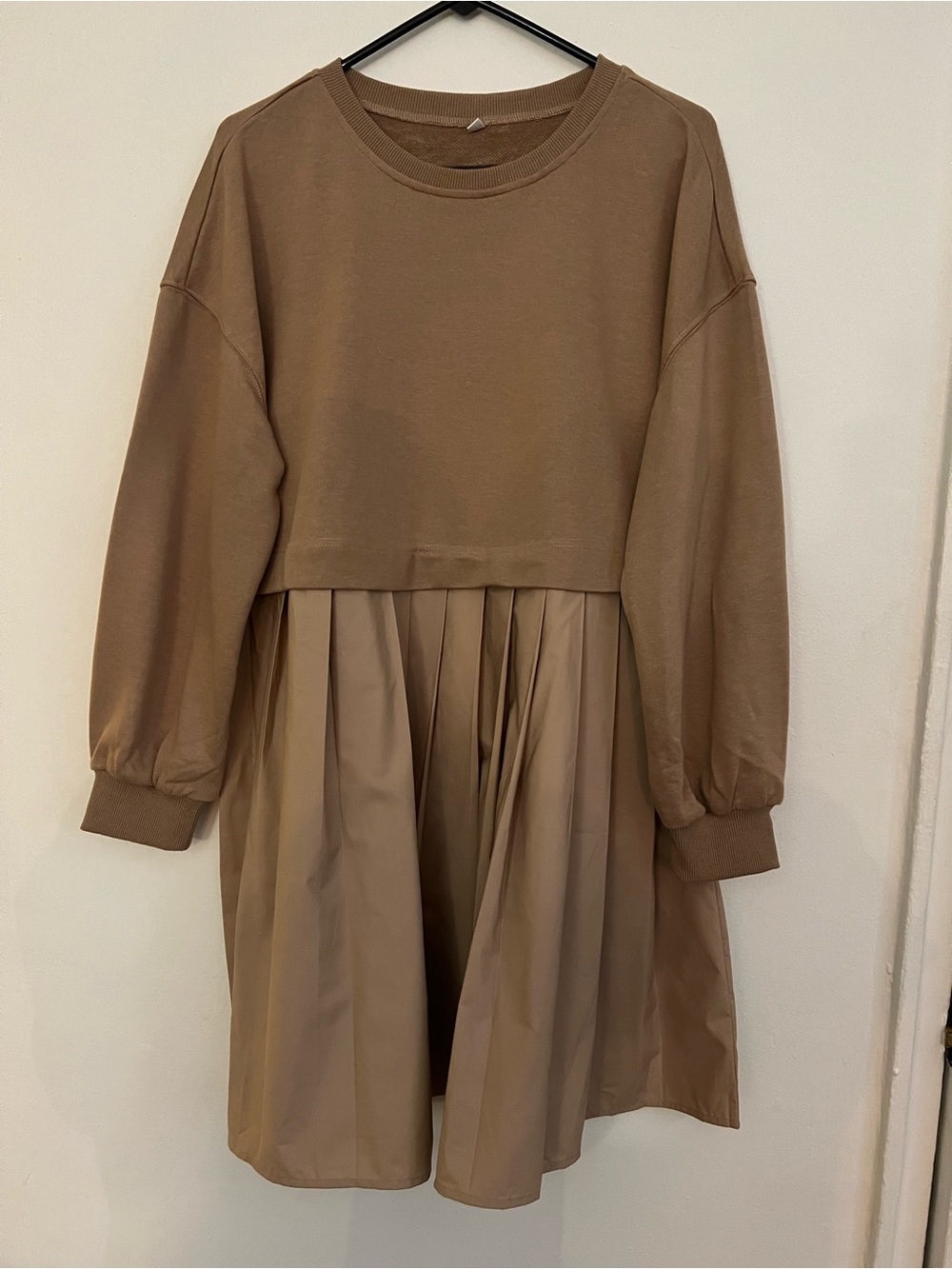 Kids' Brown Long Sleeve Pleated Dress